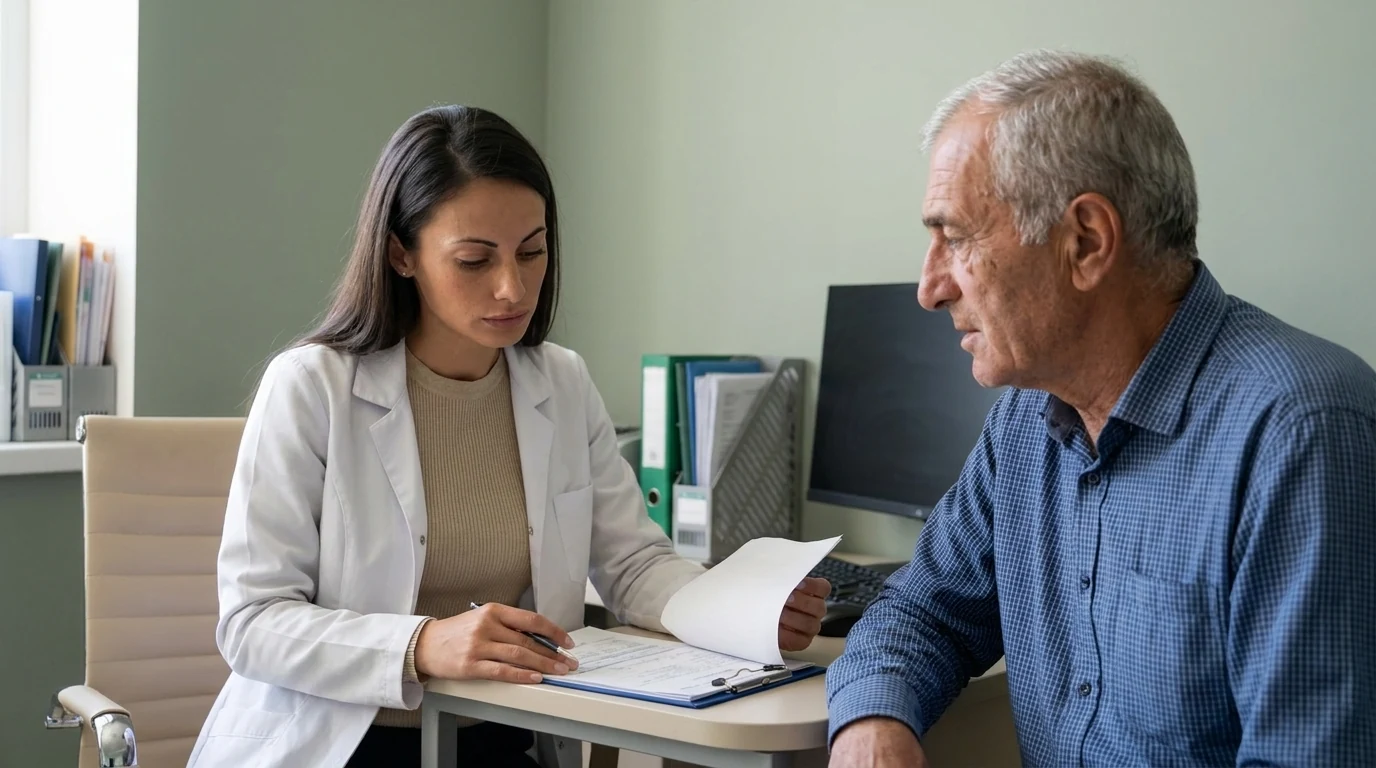 Physician consulting a patient